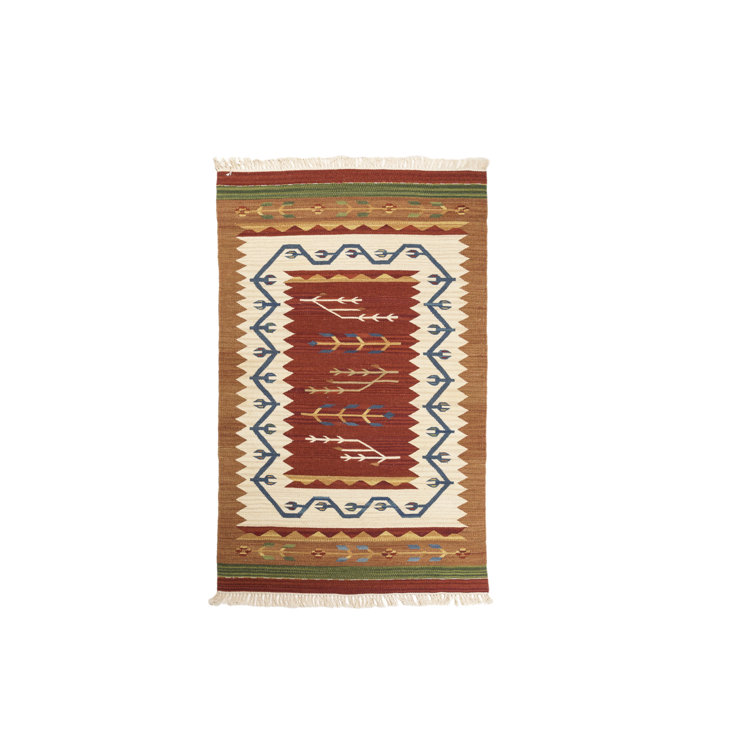 Bloomsbury Market Anaheim Oriental Handmade Kilim Wool/Cotton Red